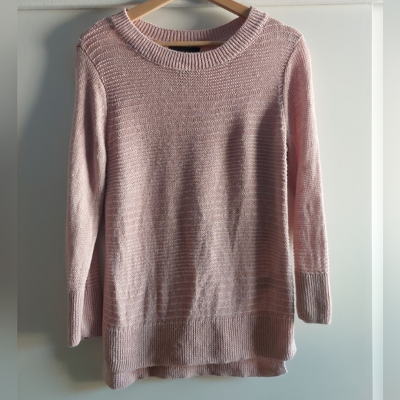 Tahari Linen Knit Pullover Sweater Light Pink Sz Medium - Picture 1 of 6